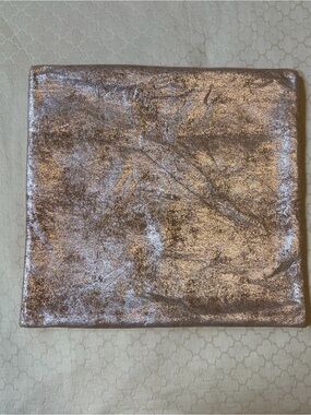 West Elm Gold Metallic Tan Decorative Throw Pillow Case Cover 20 x 20in